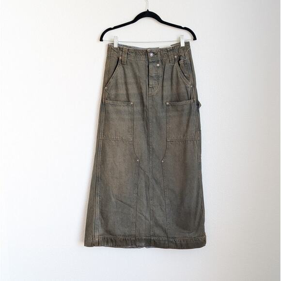 NWT Free People We The Free Harmonica Coated Denim Mid-rise Maxi Skirt, size 29 - Picture 2 of 10